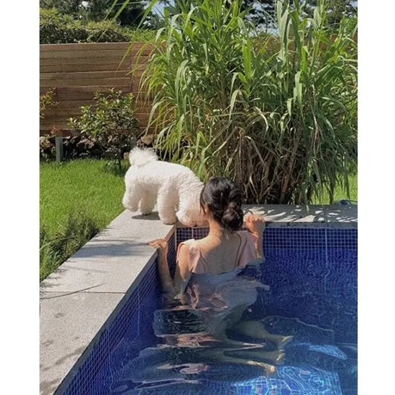 Wisuwore Female One Piece Swimsuit  Covers The Belly Pure Desire Slightly Fat Girl Conservative Large Summer Bathing Suit